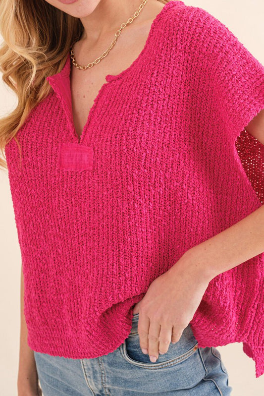 Fuschia Sleevless knit top-small